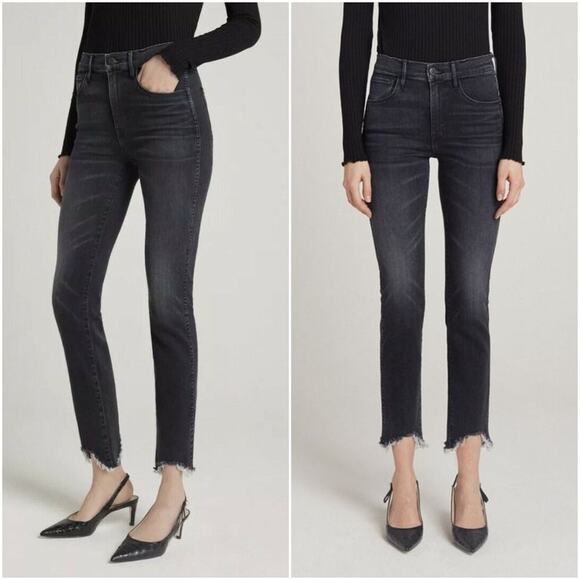 3x1 Straight Authentic Crop Black Elise Jeans 30 - Picture 3 of 14